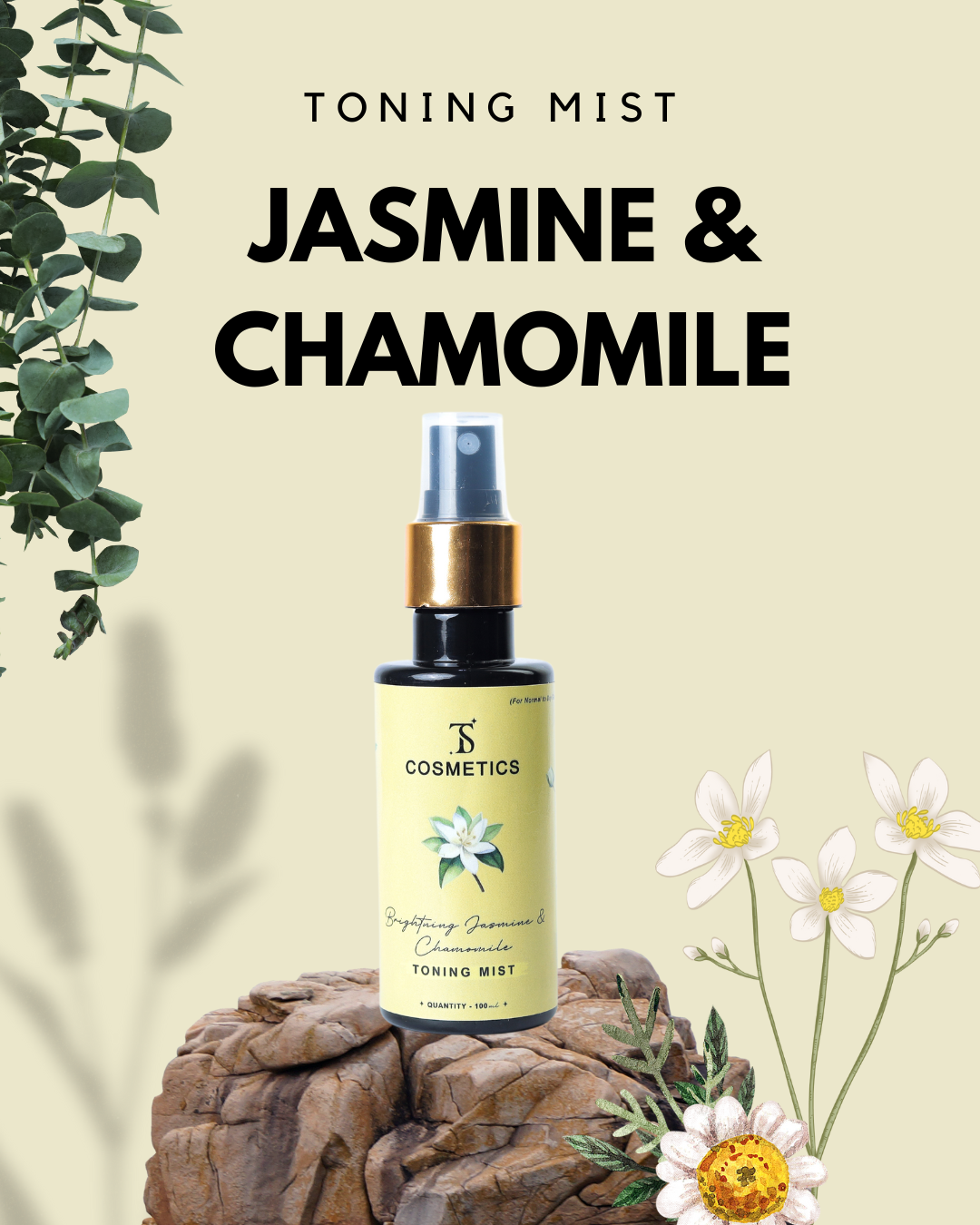 FACIAL TONING MIST | Brightning  Jasmine & Chamomile Toning Mist  ( For Normal To Dry Skin)